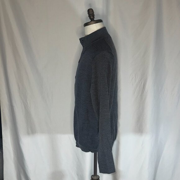 Turtleson - 100% Extra Fine Merino Wool Cardigan Sweater Blue Button Up Medium - Picture 3 of 14
